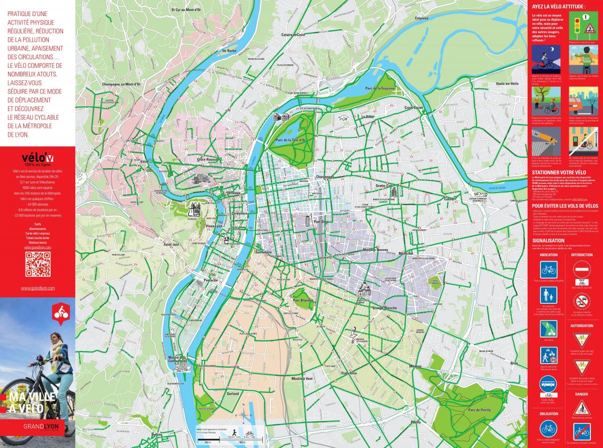 Lyon bike lane map