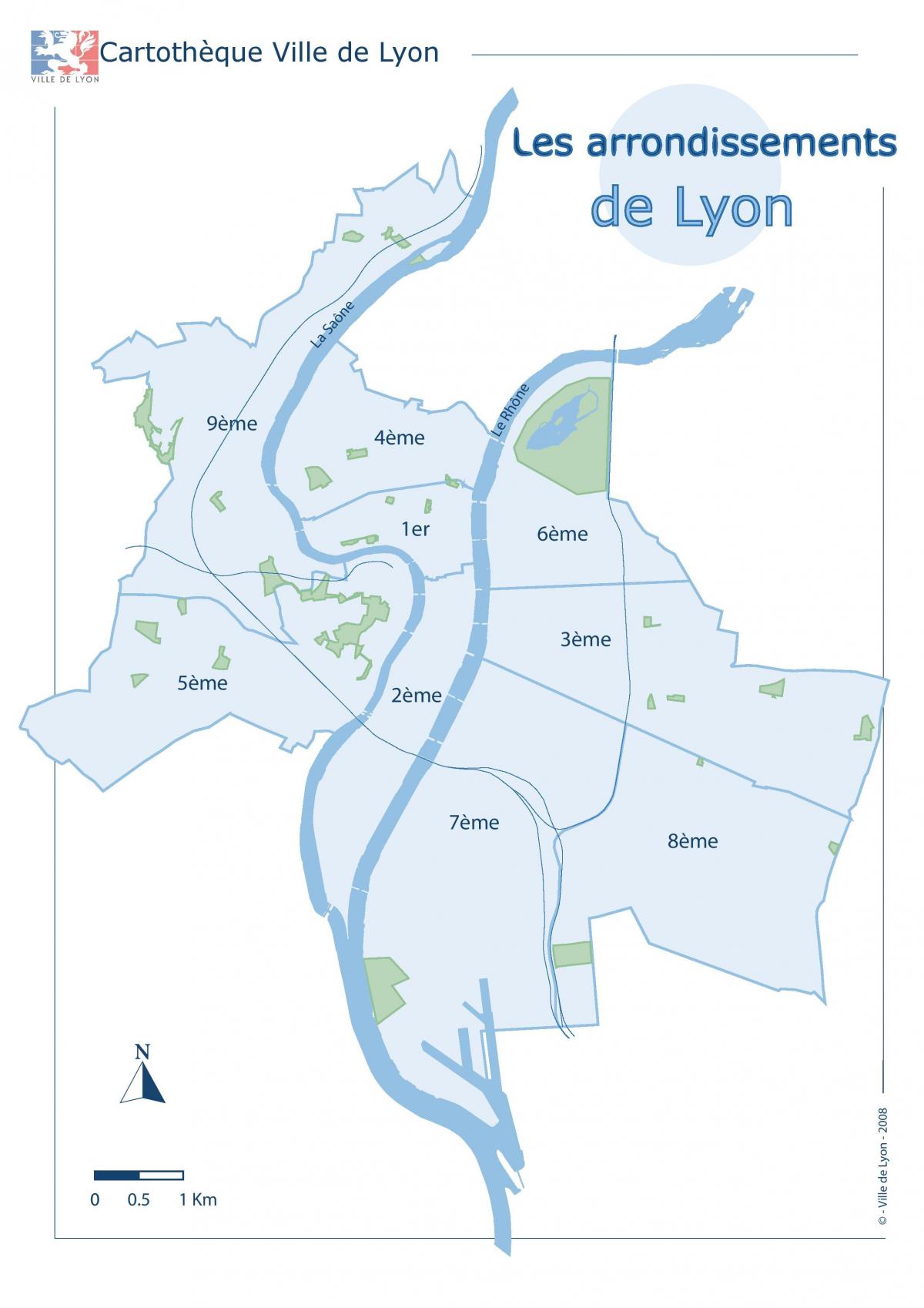 Lyon district map