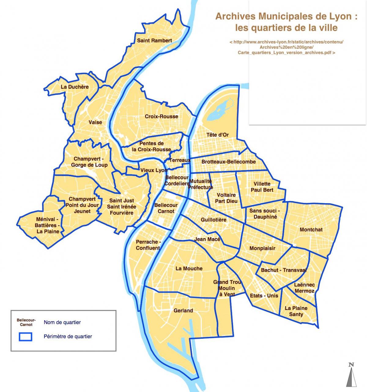 Lyon neighborhoods map